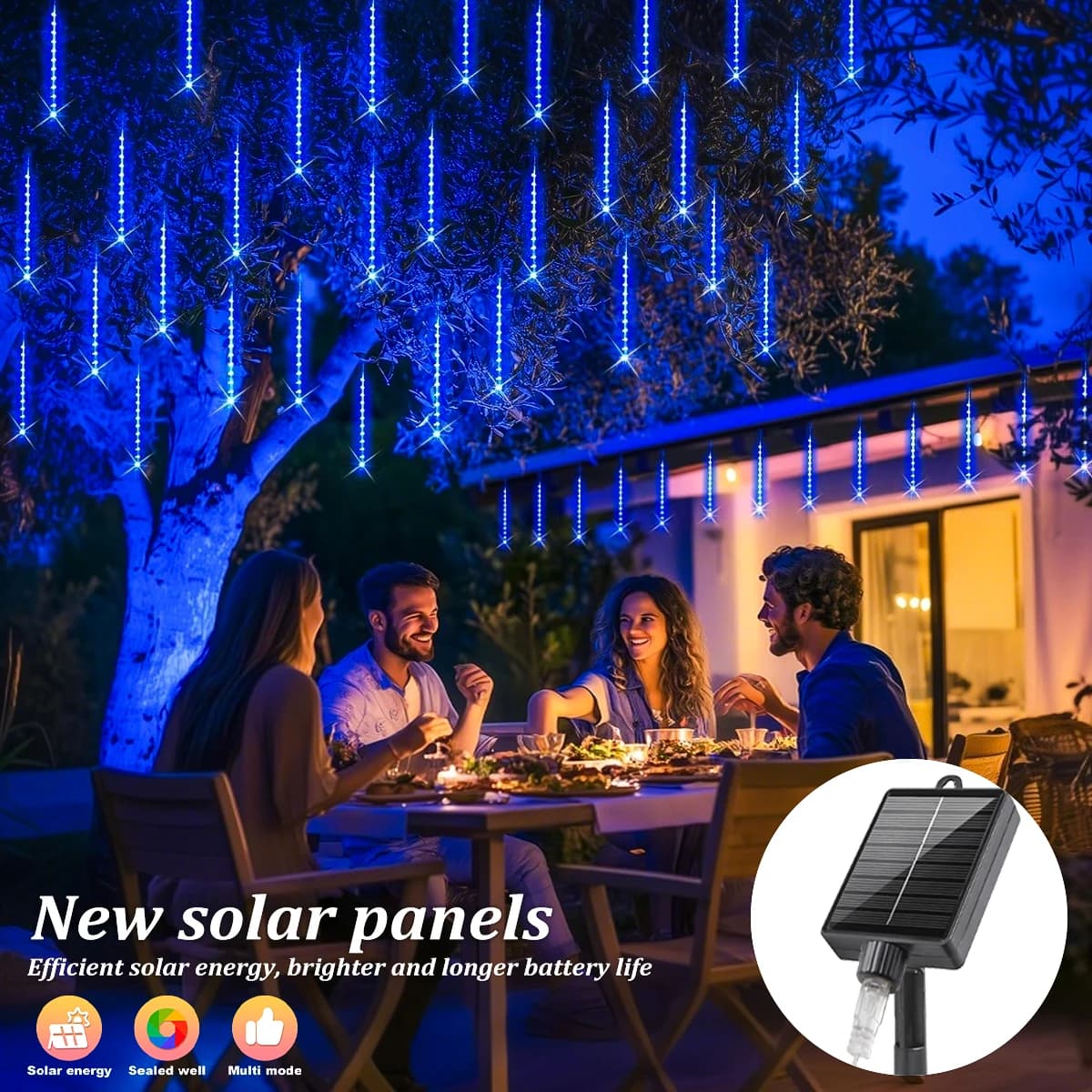 30/45CM Luci solari per pioggia di meteoriti Luci ambientali a LED impermeabili Illuminazione decorativa sospesa per esterni per la festa dell'albero di Natale