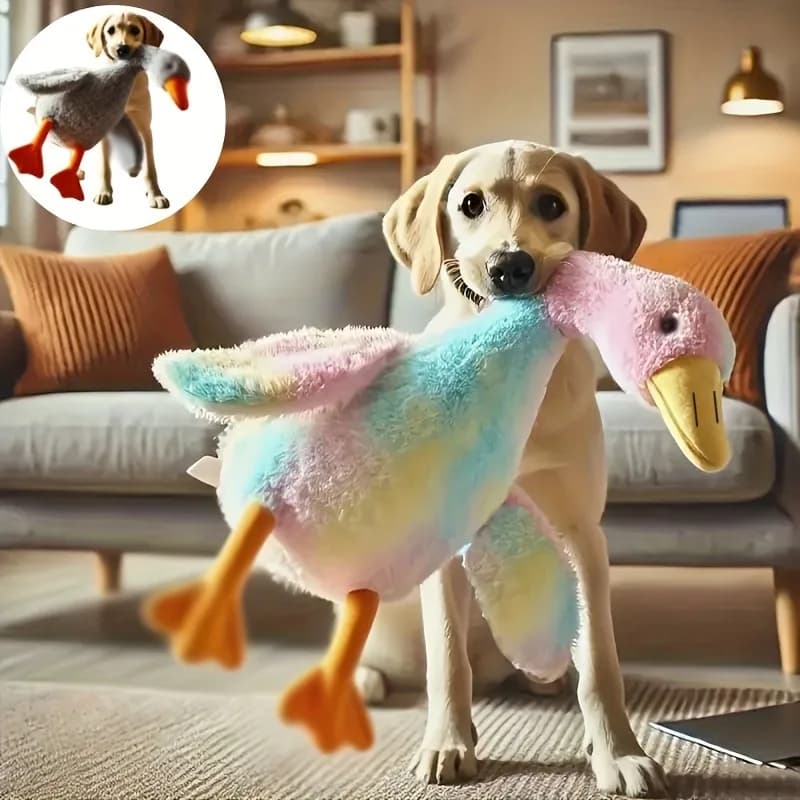 Peluche Morbido e Colorato a Forma di Anatra da 50 cm per Gatti e Cani - Compagno Rilassante per Animali Domestici, Antistress, Regalo per Cani per Rilasciare l'Energia