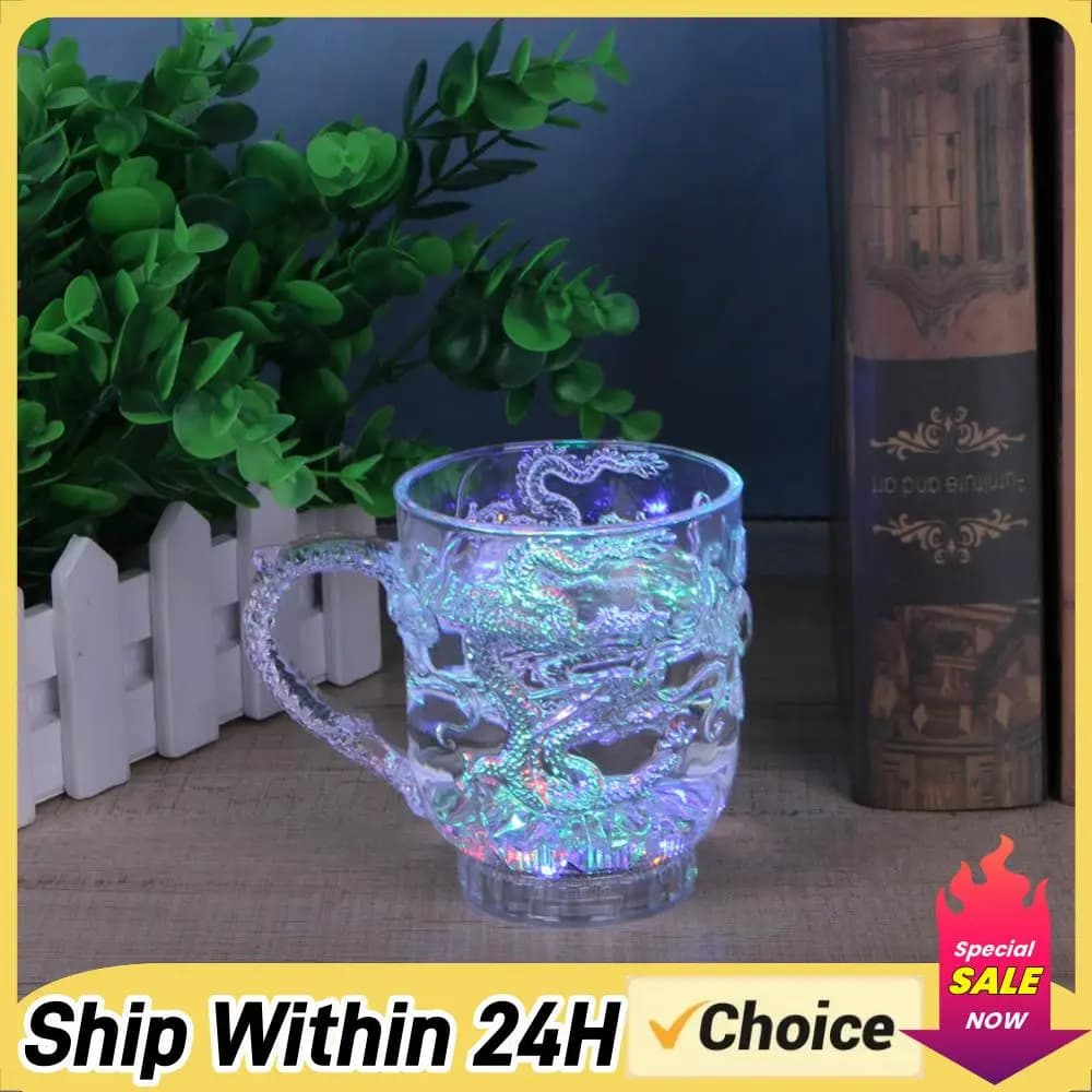 Bicchieri Luminosi a Forma di Drago per Birra, Vino e Whisky, Bottiglia Colorata da 285ml, Artigianato in Acrilico con Induzione Liquida, Regali per Feste e Vacanze