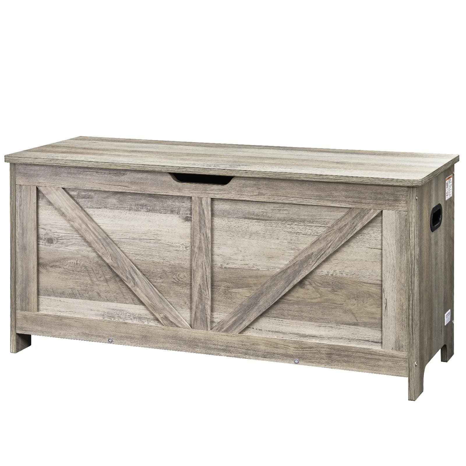 Scatola portaoggetti in legno per bambini, contenitore per giocattoli con coperchio ribaltabile e cerniera di sicurezza, 38,98 x 15,55 x 18,9 pollici, grande contenitore per bambini