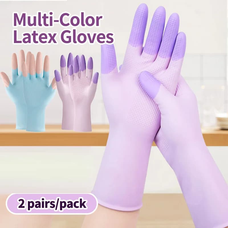 Waterproof Latex Cleaning Gloves Non Slip Grip Reusable for Dish Washing Kitchen Bathroom Household Laundry and Garden Use