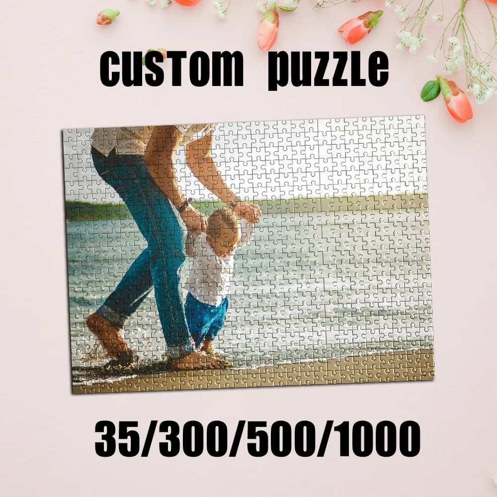 Puzzle Personalizzato con Foto 35/300/500/1000 Pezzi, Puzzle Fai-da-Te per Famiglia e Spiaggia, Arte Murale con Foto