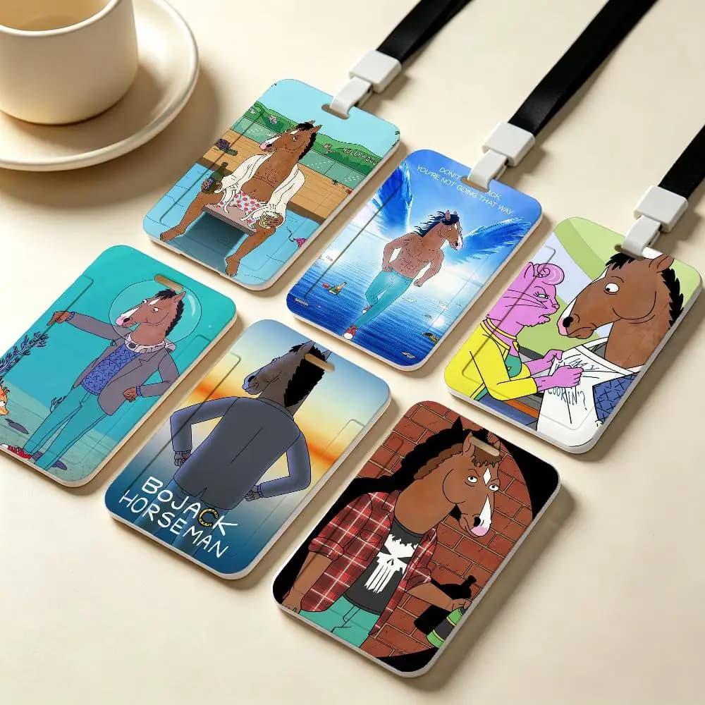 Anime B-BoJack H-Horsemans NFC Contactless Sliding Card Sleeve For Student Cards, Bus Cards, ID Cards, And Work Permits
