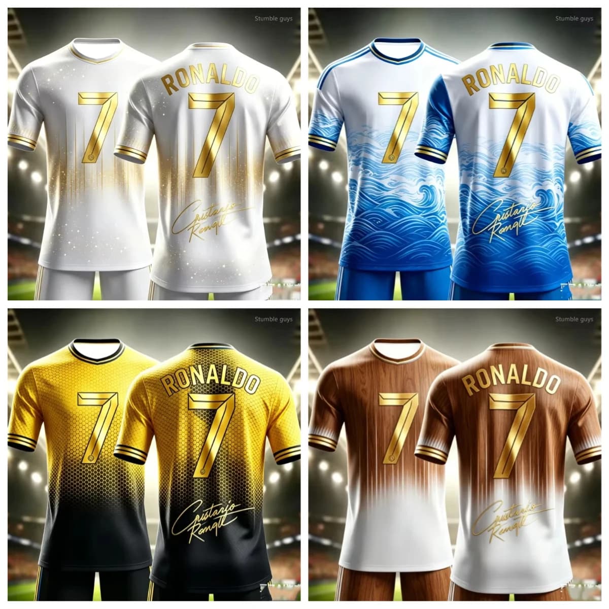 2026 Gradient Football Graphic Tee Men Stadium Background Double Sided Print Top