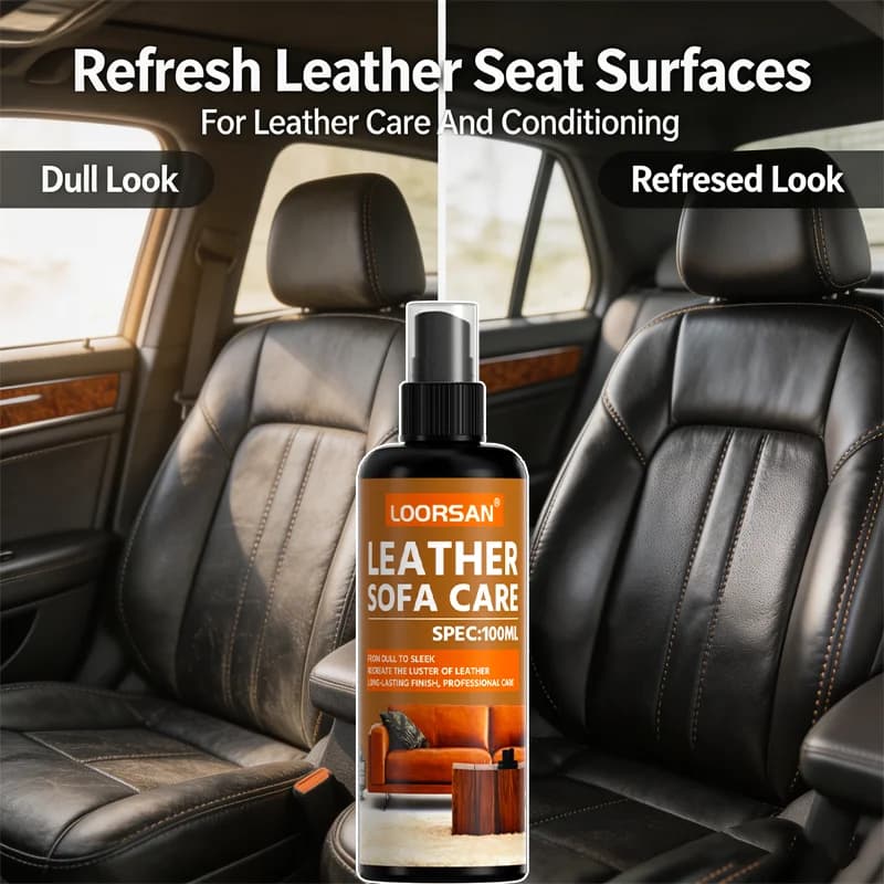 LOORSAN 100ML Auto Interior Leather Nourishing Spray for Car Seats Couches Wallets Shoes Matte Surface Restoring Polish