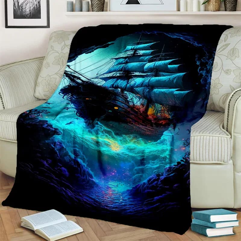 Barca da nave pirata 3D, barca, coperta per barca a vela, coperta morbida per la casa, camera da letto, divano letto, picnic, viaggio, ufficio, coperta per bambini