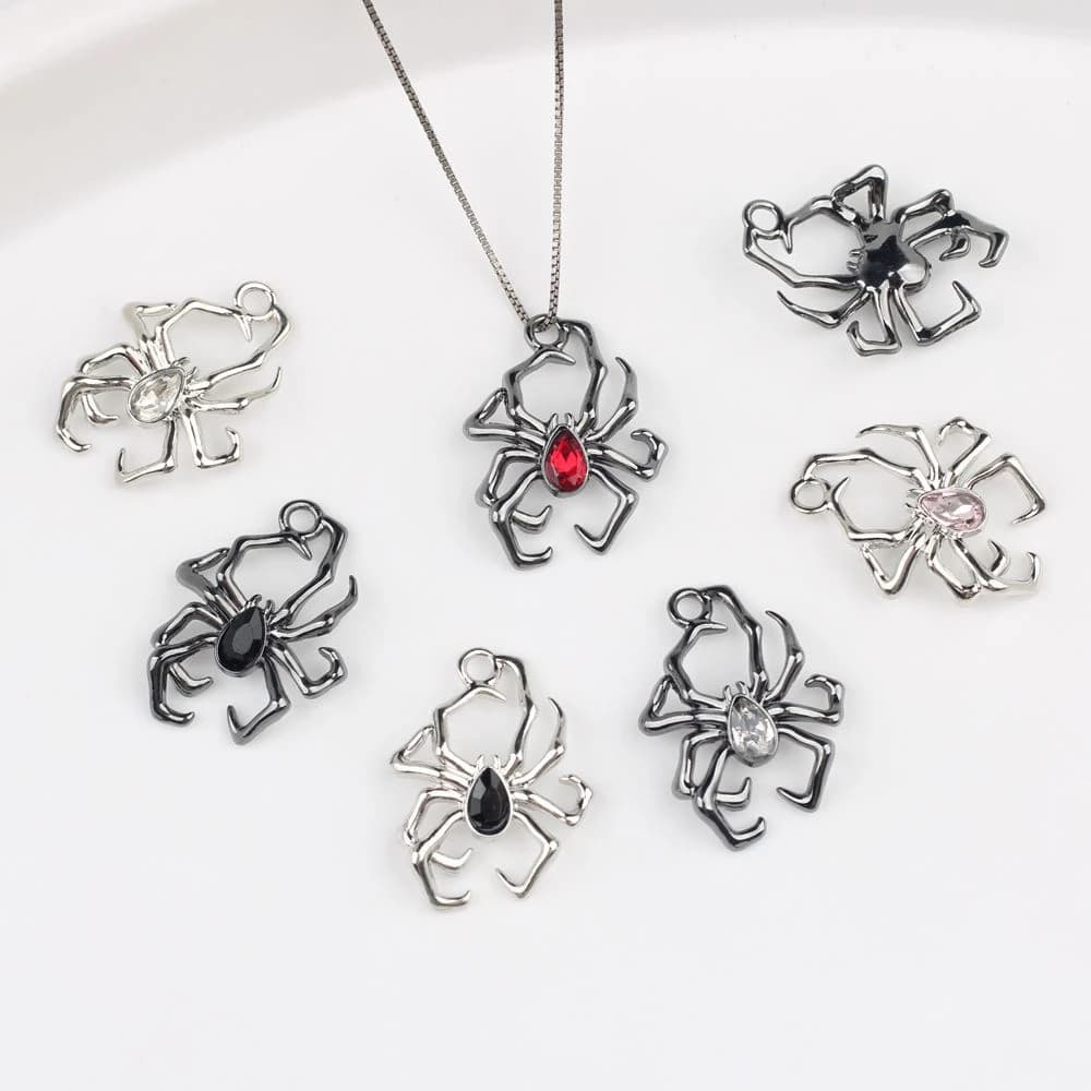 10 pezzi di moda carino a forma di ragno ciondolo orecchino collana braccialetto creazione di gioielli accessori fatti a mano ornamenti fai da te regali artigianali