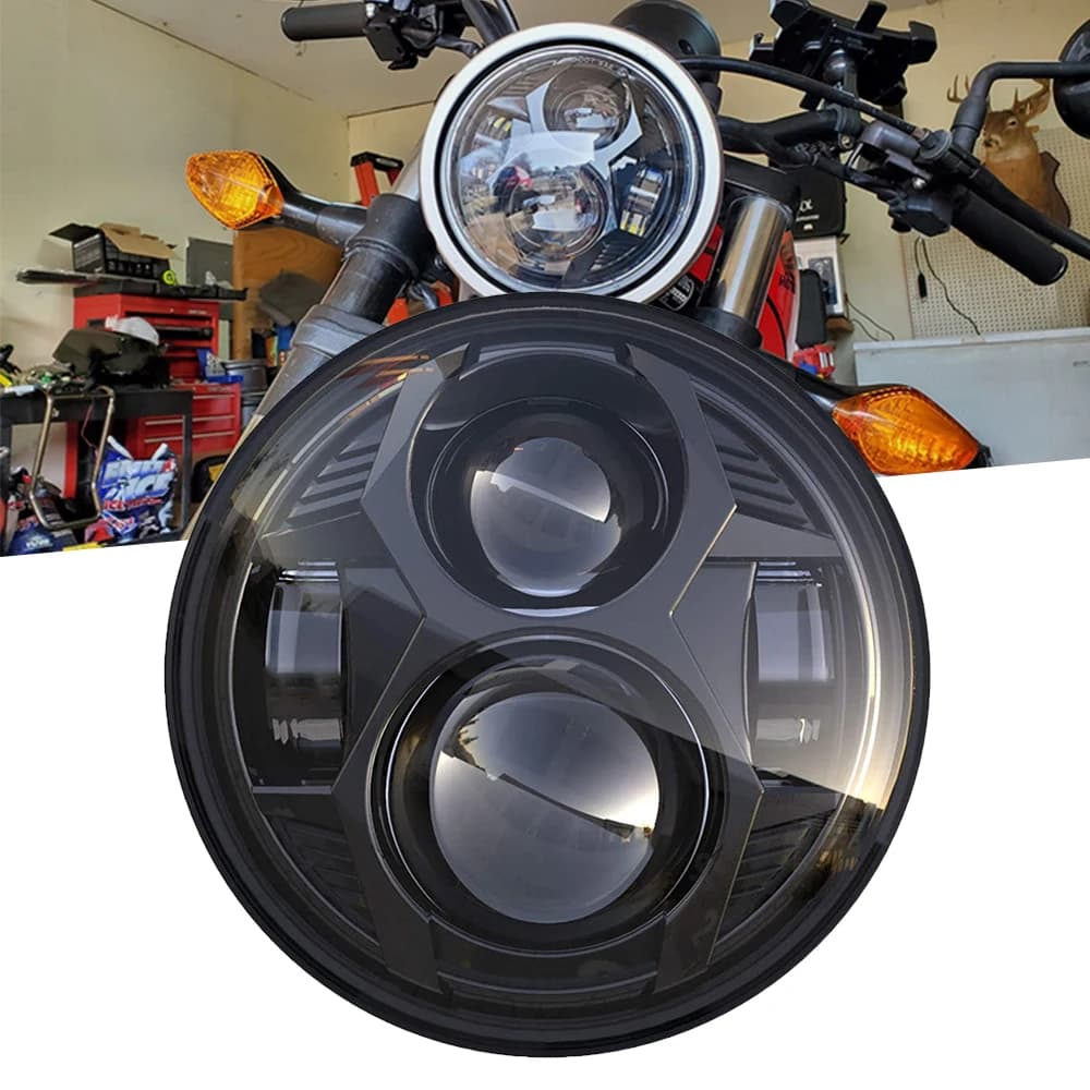 51W 5.75 pollici LED proiettore moto faro Hi/Lo Beam per Harley Sportster 1200 883 Touring Scrambler faro, nero 1 pz