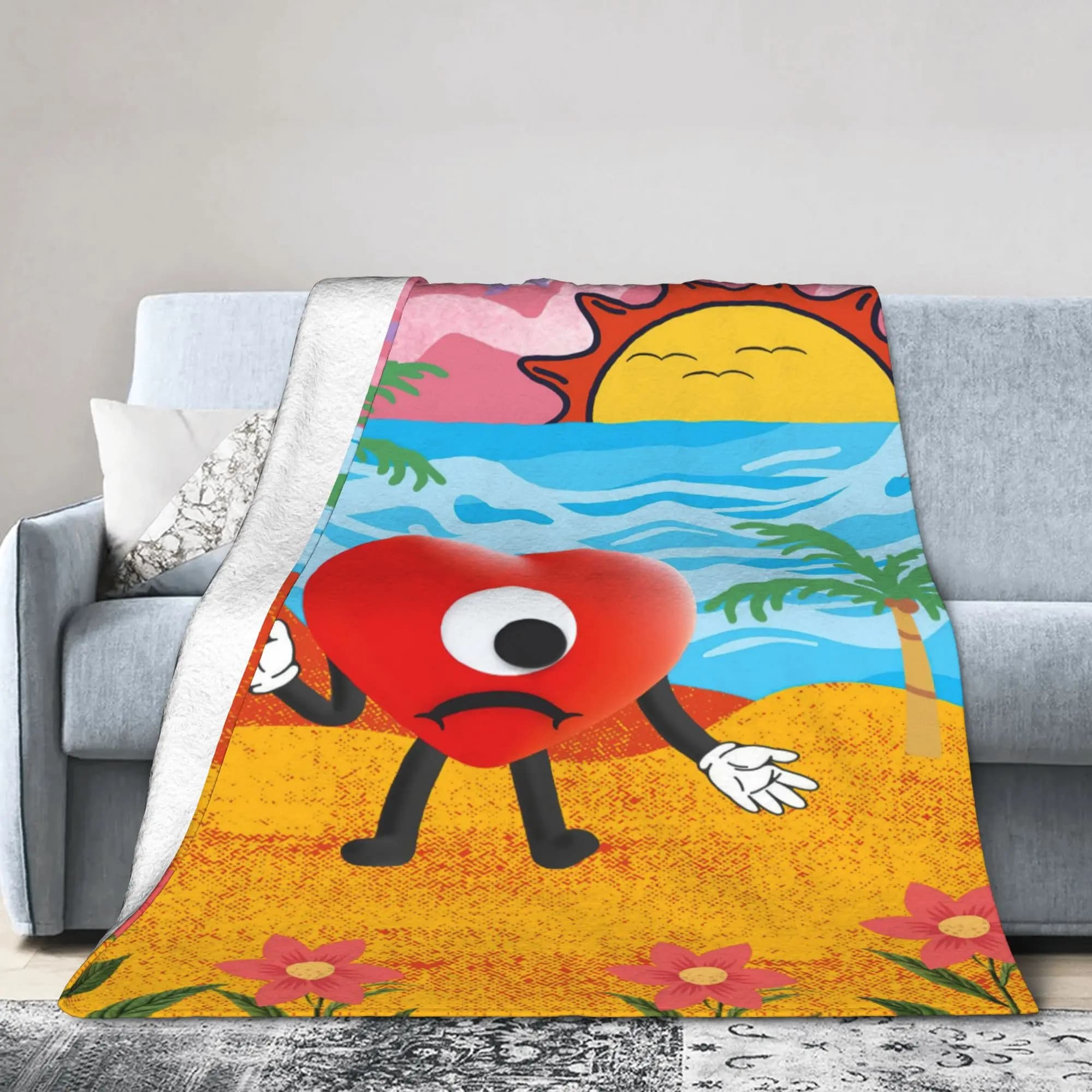 Bad Bunny Blanket Coral Fleece Plush Spring Autumn Multi-function Soft Throw Blankets for Sofa Office Bedspread