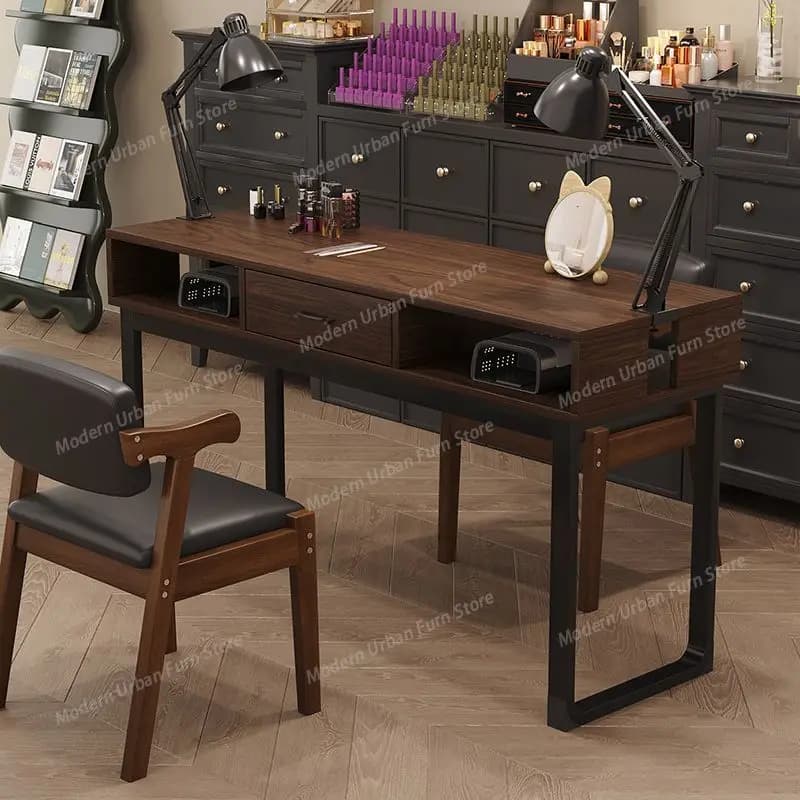Tavolo da Manicure in Legno di Design, Organizzatore per Salone, Scrivania per Unghie di Alta Qualità Impermeabile, Tavolo Semplice per Pulizia, Arredamento per Salone