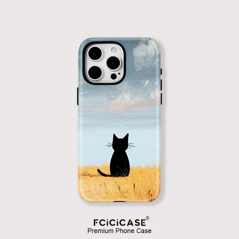Fcicicase Per Magsafe Custodia magnetica per iPhone 14 11 12 13 15 Pro Max 16 Plus Cover opaca antiurto con motivo gatto nero carino