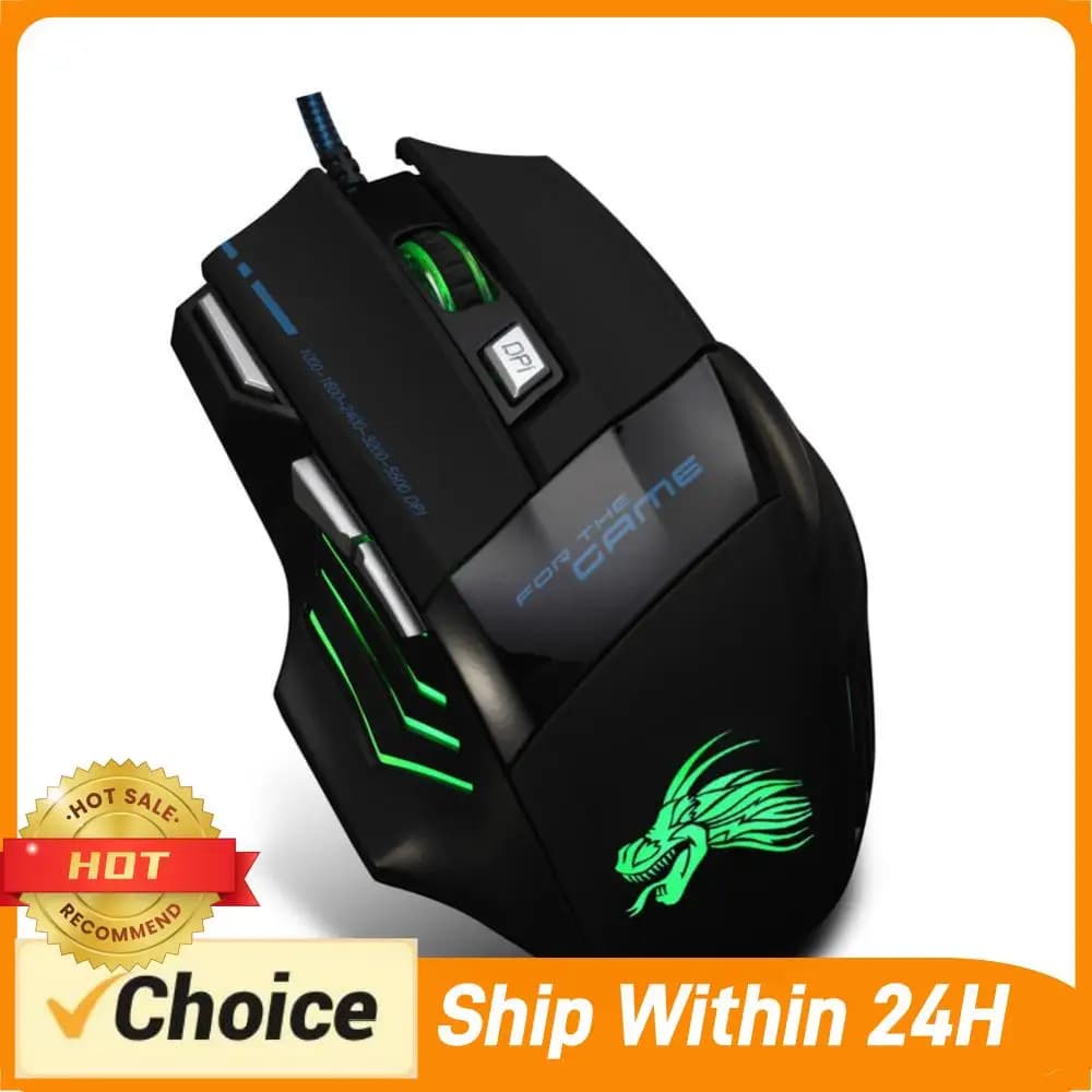 Width Gaming Mouse with 7 Buttons, Retroilluminate, 5500 Adjustable DPIs, Optical Mouse for PC Gamer, Laptop, Computer, Ergonomic and Silent