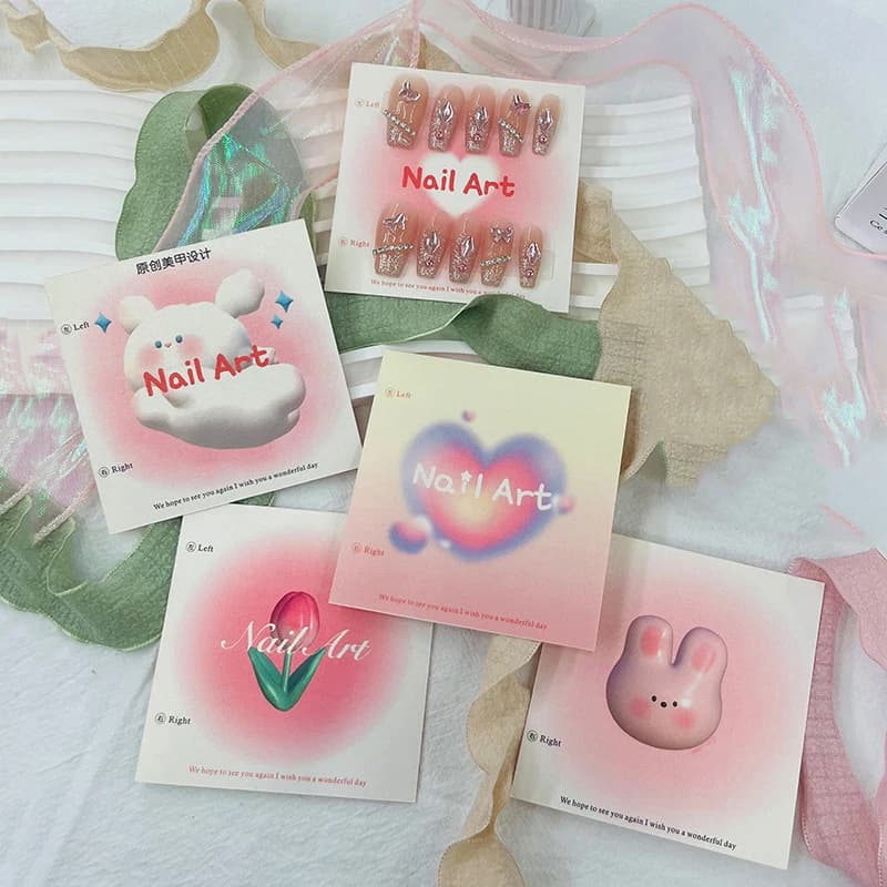 50 Pz 6.5x6.5 cm 8x8 cm Presse On Nail Carte di cartone Modello di cartone Nail Art Display Foto Puntelli Carta Punte per unghie finte Manicure
