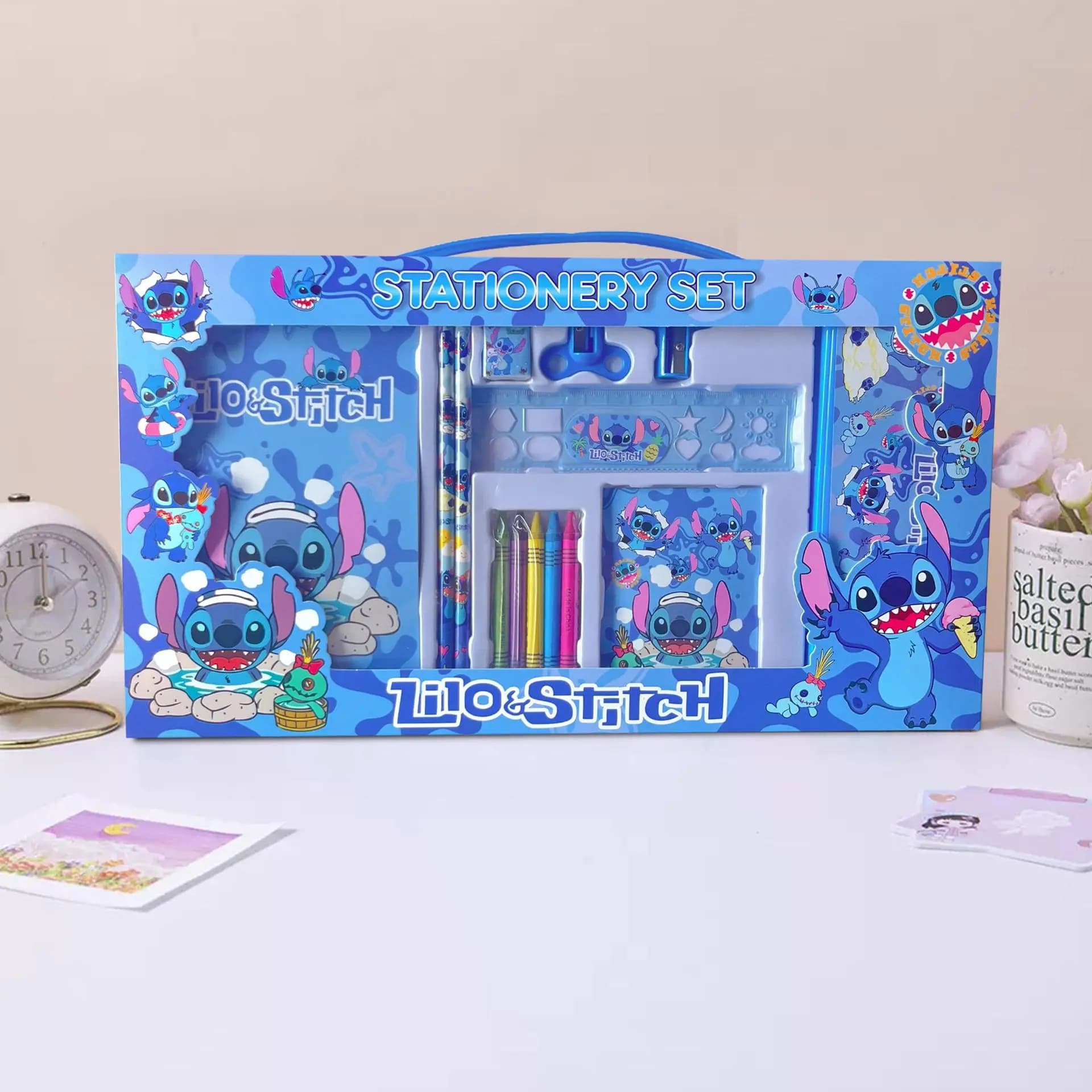 2026@ Disney Lilo & Stitch Frozen Princess 14 pezzi Set di cancelleria per bambini Forniture portatili per l'apprendimento degli studenti Regalo di Natale ideale