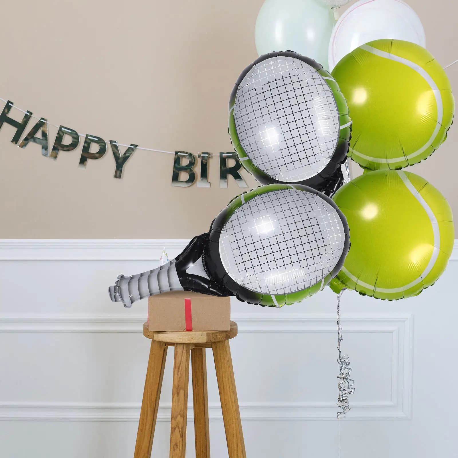 Set of Rack and Tennis Ball Rack Shape Balls, Tennis Theme Party Decorations Tennis, Birthday Balls and Baby Shower
