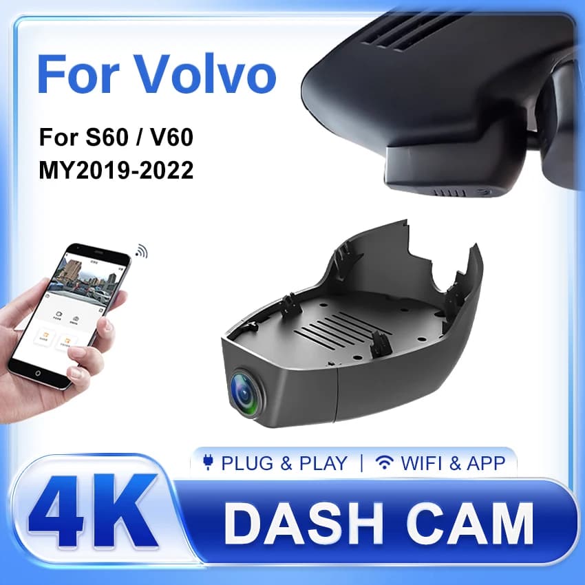For Volvo V60 S60 2019-2022 front and rear 4K Dash Cam for car camera recorder Dashcam WIFI Dvr registration devices for cars accessories