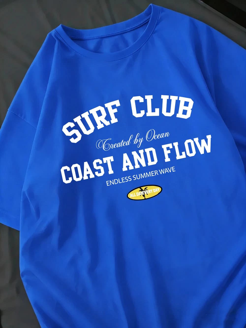 T-shirt in cotone stampato Surf Club Coast And Flow, t-shirt estive da donna a maniche corte, girocollo, morbidi top oversize, abbigliamento basic