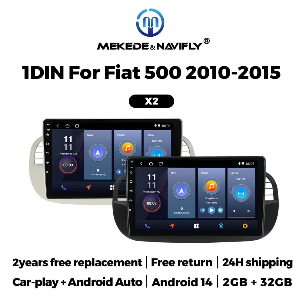 1Din Car Intelligent System autoradio 2 + 32G per Fiat 500 2007- 2015 Android 14 Auto Multimedia Player Carplay navigazione GPS DSP sistemi intelligenti per auto autoradio stereo auto bluetooth auto carplay android per