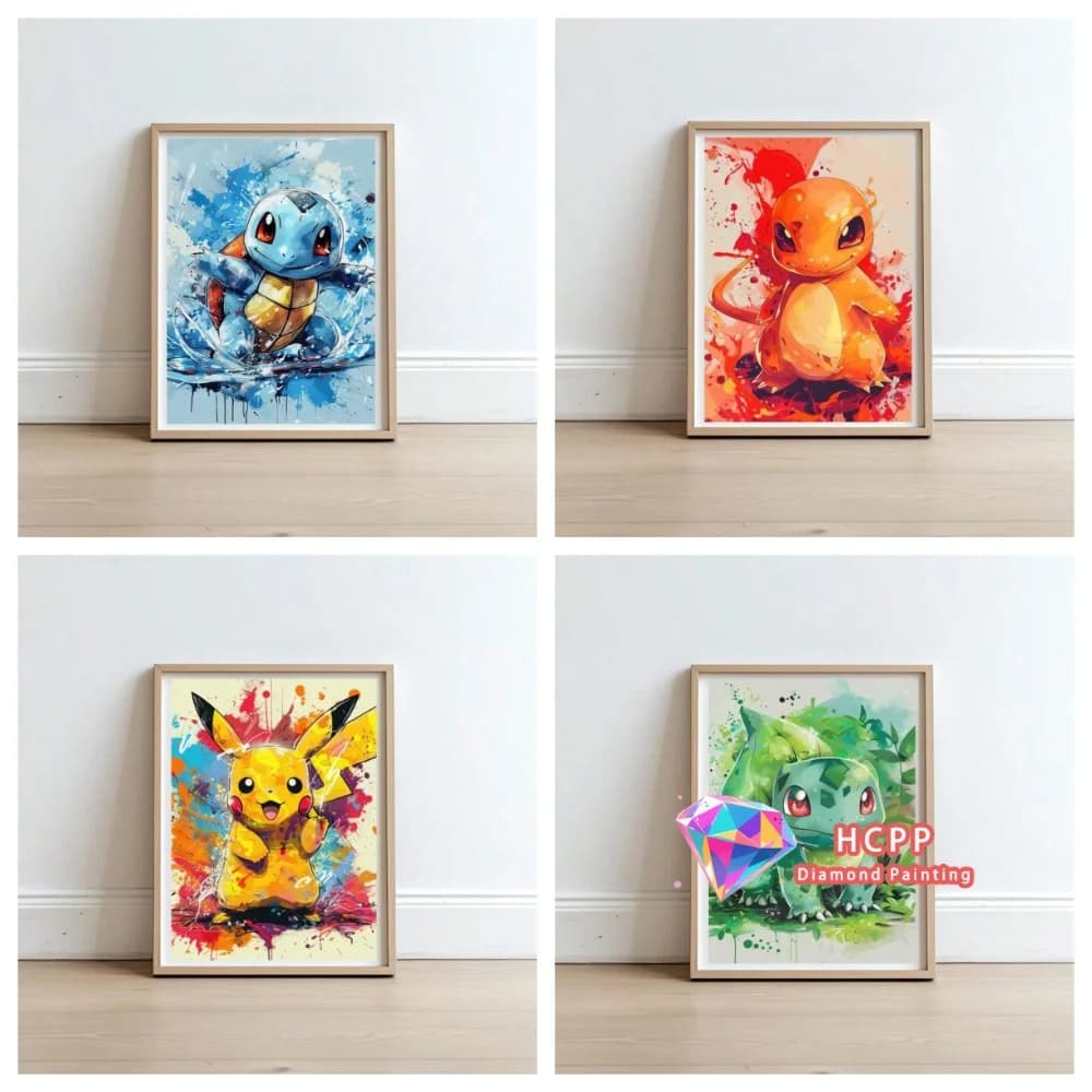 2026 New Pikachu Charmander Bulbasaur Squirtle Diamond Painting Kit Square Round Diamond 5D DIY Mosaic Handmade Art Unique Gift