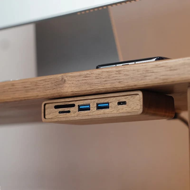 Rack di rialzo per monitor del computer in legno massello di noce nera speciale sotto il tavolo Docking station splitter interfaccia USB 3.0 HUB