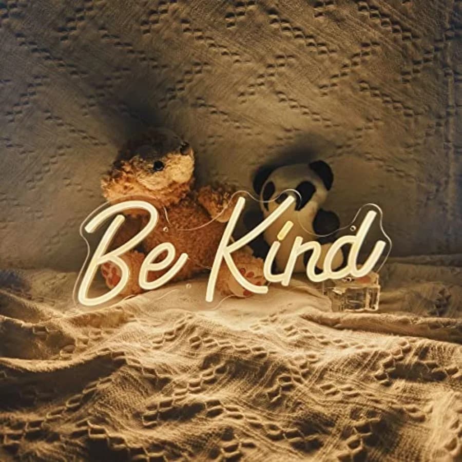 Be Kind Neon Sign, Dimmable LED Neon Light Signs for Wall Decor, USB Powered LED Sign for Bedroom, Office, Beauty Bar, Shop Dec
