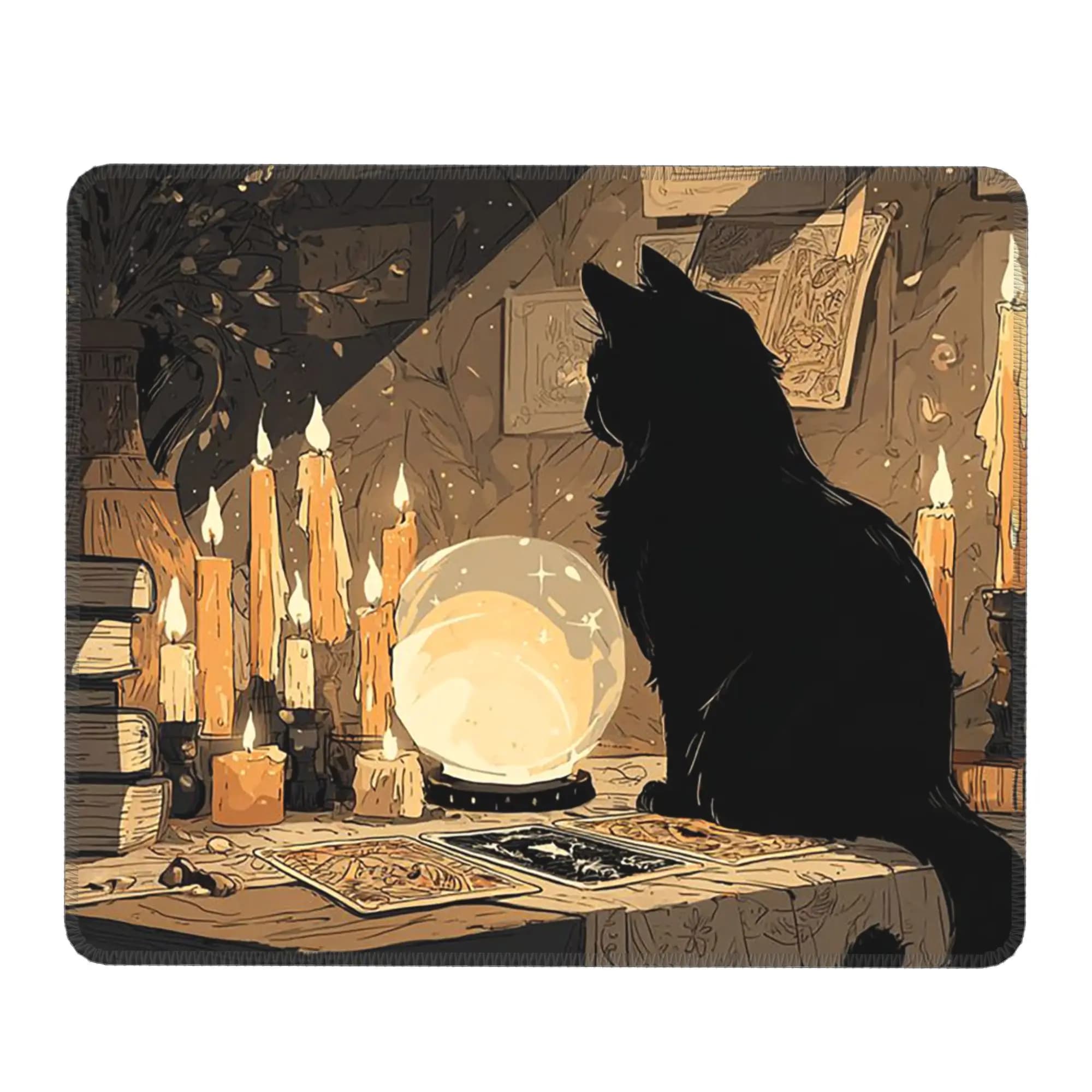 Tappetino per mouse con carte dei tarocchi Purple Witchy Cat, tappetino per tastiera del computer, tappetino per mouse, tappetino da gioco per PC, tappetino da scrivania per laptop, tappetini da tavolo per ufficio