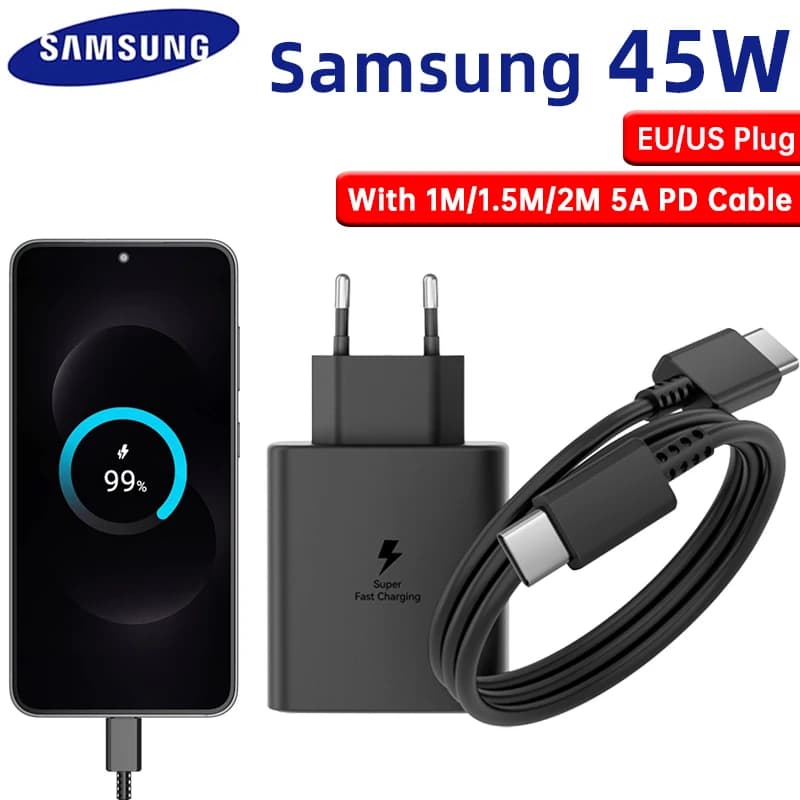 Original SAMSUNG 45W Charger Type C Adapter 25W Quick Fast Charging Cable Chargeur Galaxy S25 FE S24 Ultra S23 + S22 S21 A56 A36