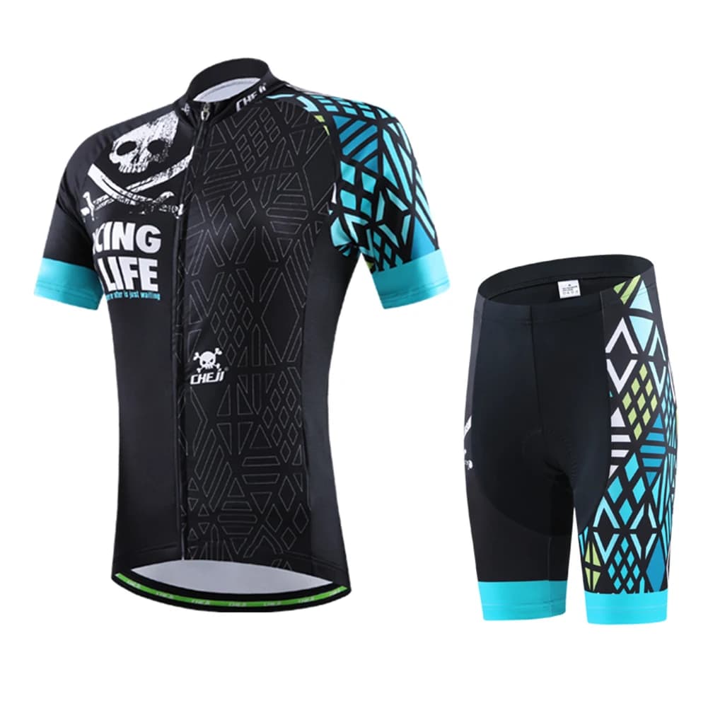 Women's Cycling Mesh Set, Quick Drying Short Sleeved Breathable Cycling Clothing, MTB Cycling Jumpsuit, Silicone Cushion Shorts