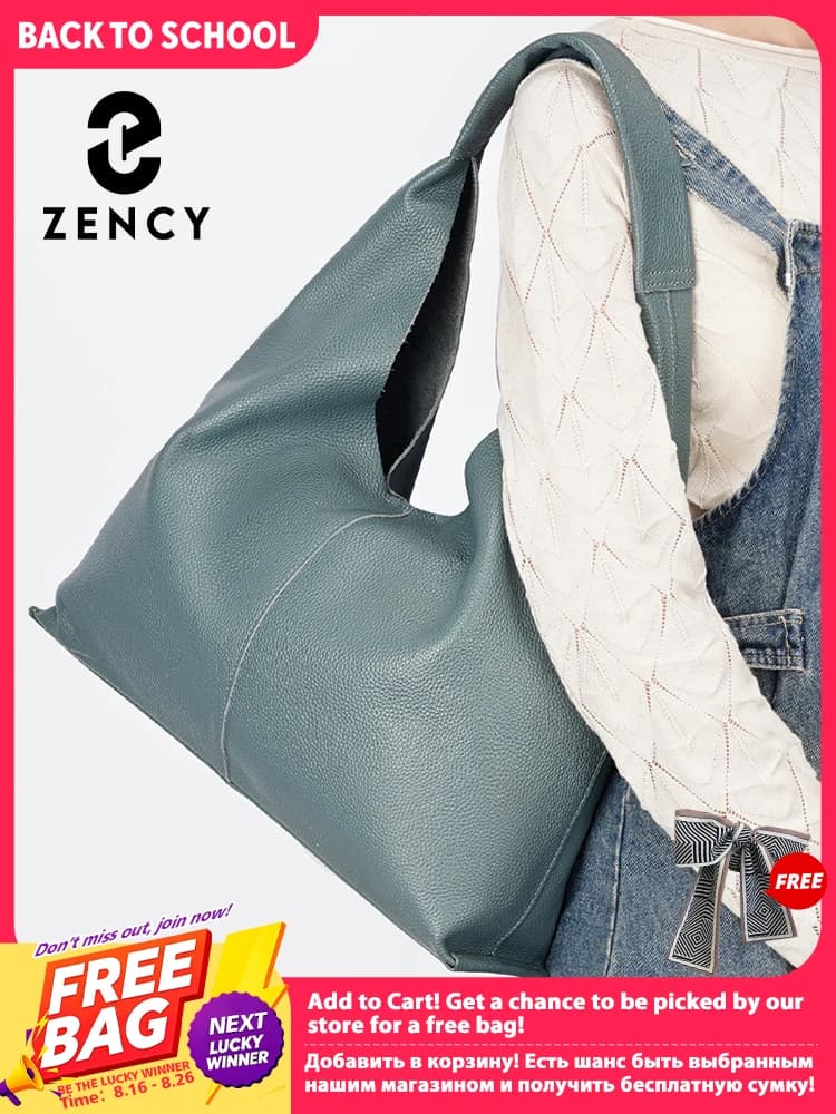 Zency Soft Genuine Leather Women's Big Tote Bag Handbag Large Capacity Shopper Bag 2026 New