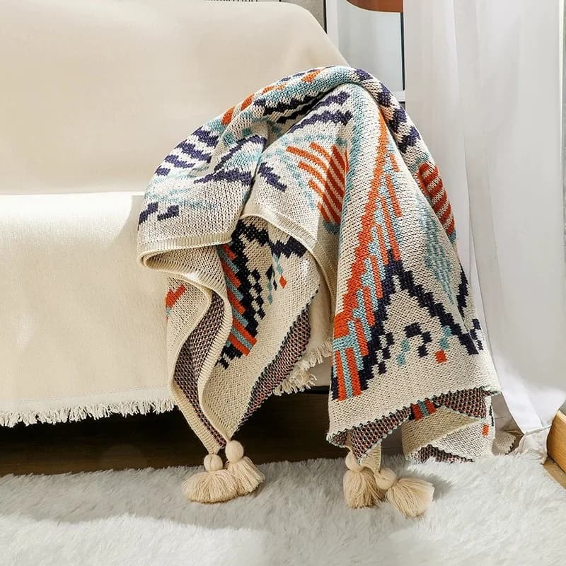 Coperta in maglia Navajo per aria condizionata, spessa, per ufficio, per riposino, tappeto decorativo per divano, letto, scrivania, casa