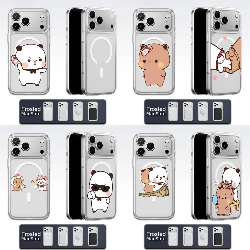 Custodia per telefono BuBu DuDu adorabile e carina per iPhone 17,16,15,14,13,12,11,Pro,Max,Plus,E,Air,Mini Magsafe trasparente