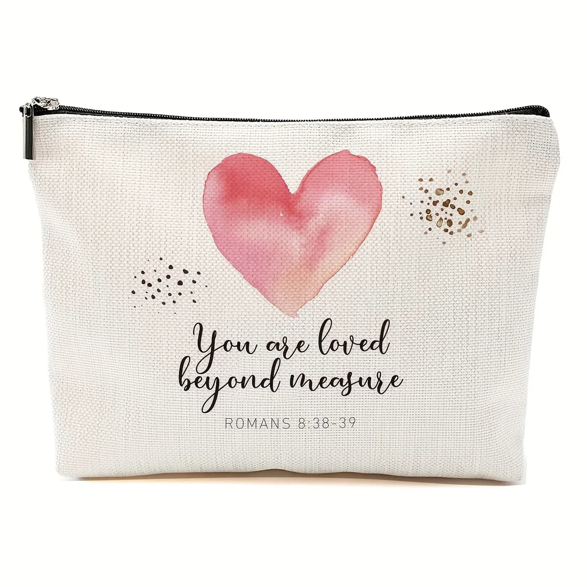 Cosmetic bag with heart pattern - graceful multifunction bag with zipper, jewelry case