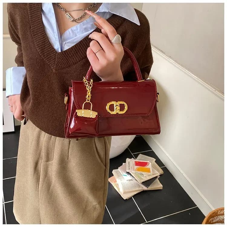 Borsa a Tracolla Elegante in Pelle di Lusso, Stile Classico Parigino, Design Casual Semplice e Vintage di Tendenza, Borsa Tote da Donna