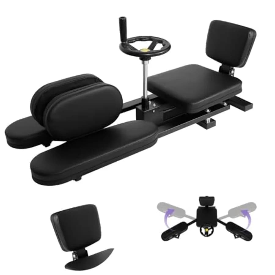 Macchina per stretching delle gambe regolabile, 200 libbre, struttura in acciaio legato, flessione a 240 gradi, con imbottitura.
