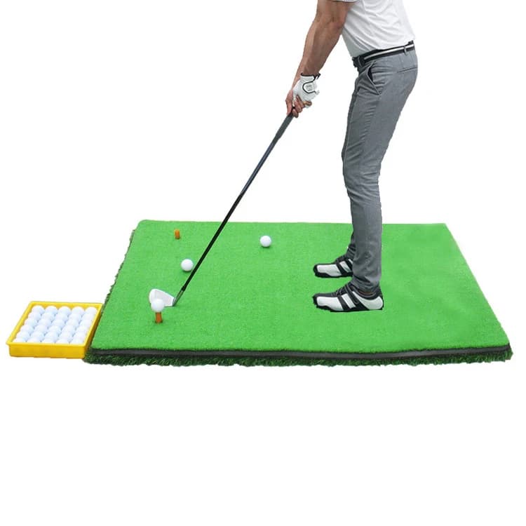 Allenatore di swing da golf/tappetino con coperta da allenamento bifacciale con scatola di palline