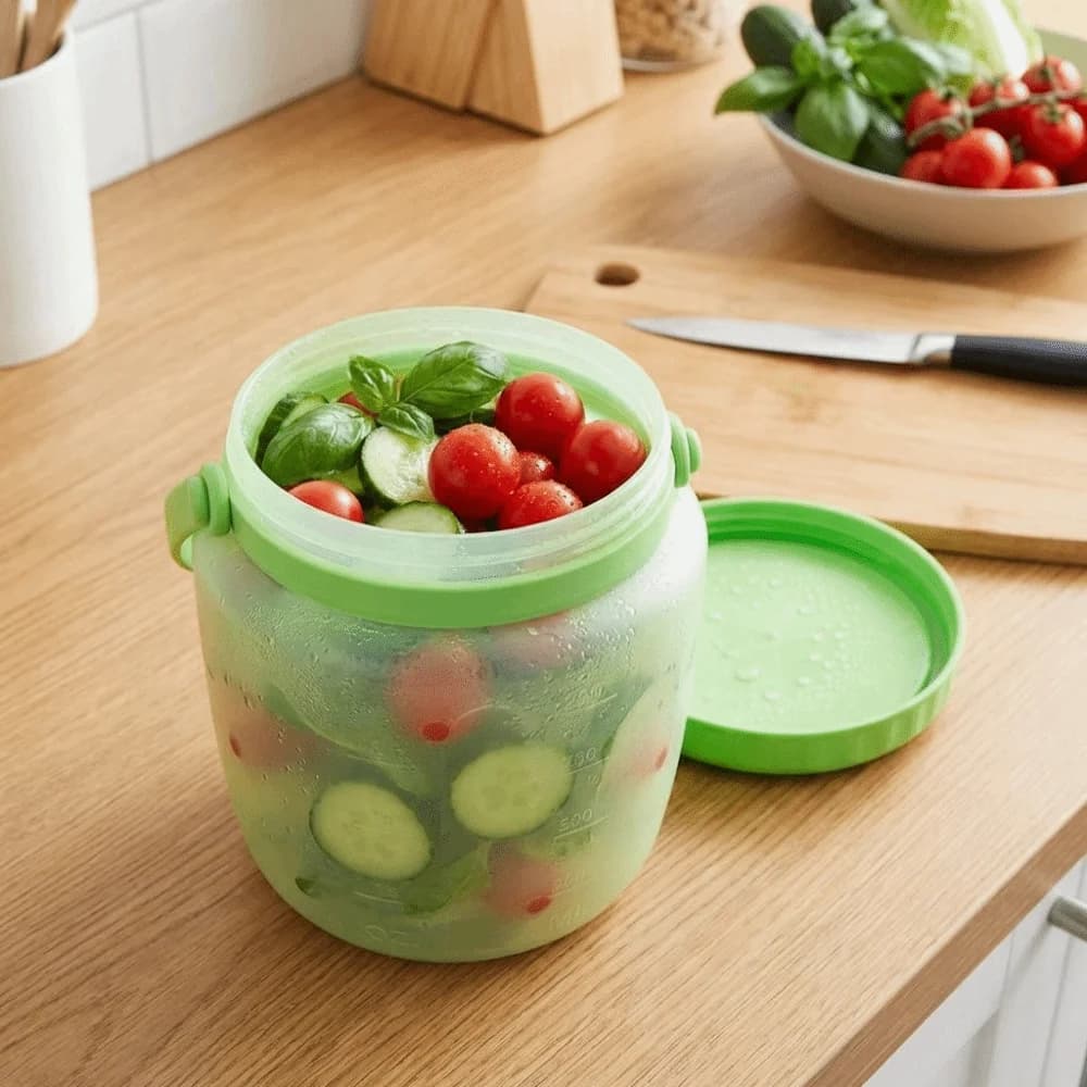 Contenitori in Silicone Ermetici per Alimenti con Manico, Resistenti al Calore, Pieghevoli, Secchiello Sigillato, Bicchiere per Bevande e Succhi 500/1000/1500ml