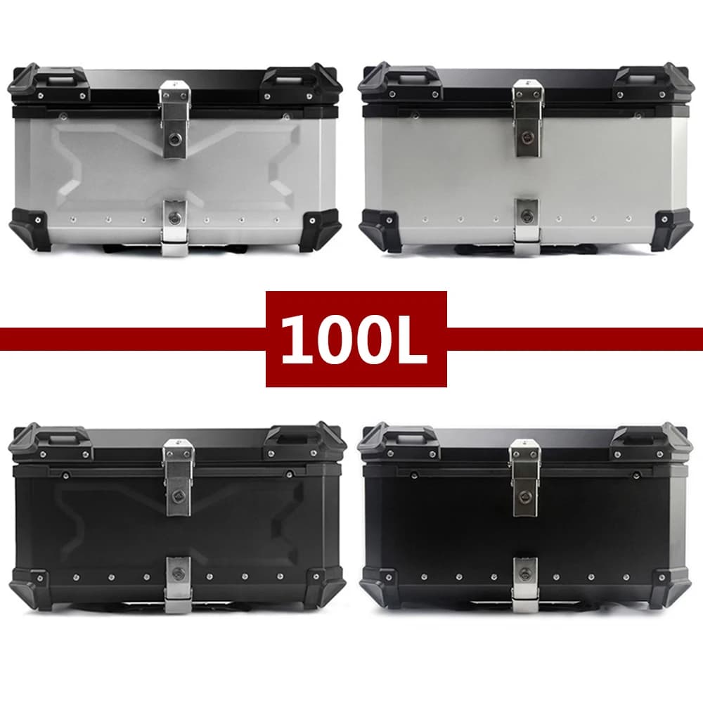 Large Capacity 100L Motorcycle Aluminum Box Rear Luggage Storage Box 100L Moto Top Case Tail Box Universal Motorcycle Trunk