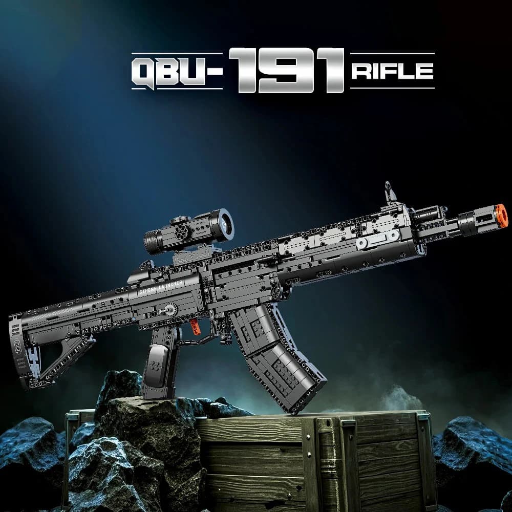 QBU-191 Fucile Building Blocks Armi militari Simulazione Modello di pistola Mattoni Giocattoli educativi per ragazzi Regali di festa per bambini (1593 pezzi)