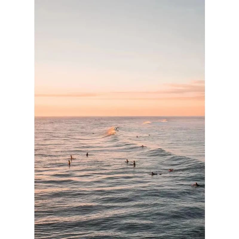 1pcs(No frame)Beach Sunset Surfer Surfing Colorful Wave Surreal Poster Canvas Painting and Prints Wall Art Holiday Picture fo