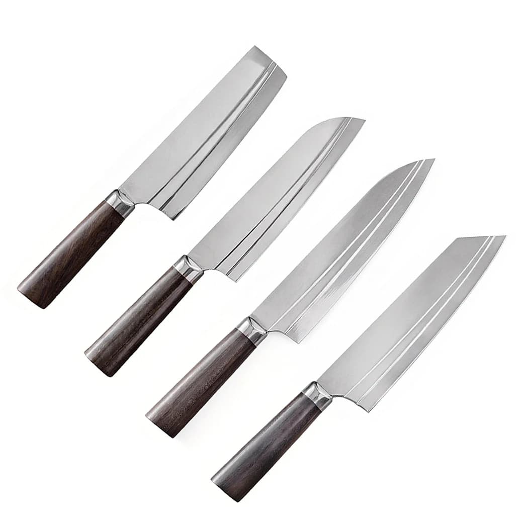 Coltello da Chef con Lama a Singolo Taglio, Manico in Legno, per Affettare Verdure, Carne, Santoku, Kiritsuke, Nakiri, Forgiato a Mano