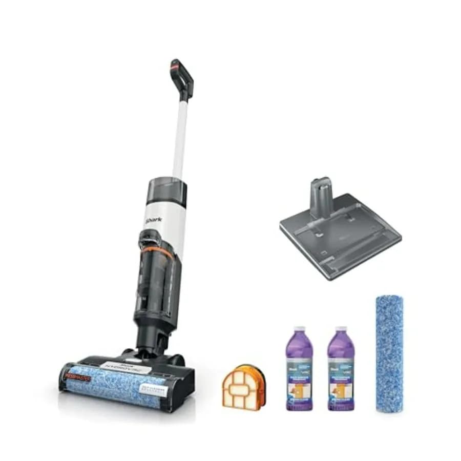 Aspirapolvere a umido e a secco 3-in-1 con funzione autopulente per pavimenti in legno e tappeti, con potente aspirazione, 2 spazzole rotanti e 2 spazzole piatte
