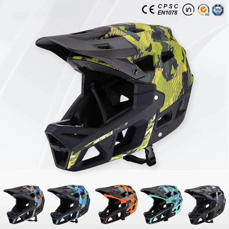 Nuovo Casco Integrale da Mountain Bike per Adulti, Mimetico, per Fuoristrada, Downhill, Gara, Sicurezza all'Aperto, Casco da Ciclismo, Vendita all'Ingrosso