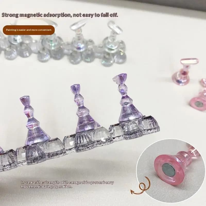 Set di espositori magnetici per pratica di nail art, set di scacchi per unghie a forma di fiore, punte per unghie in acrilico, strumento per nail art per smalto