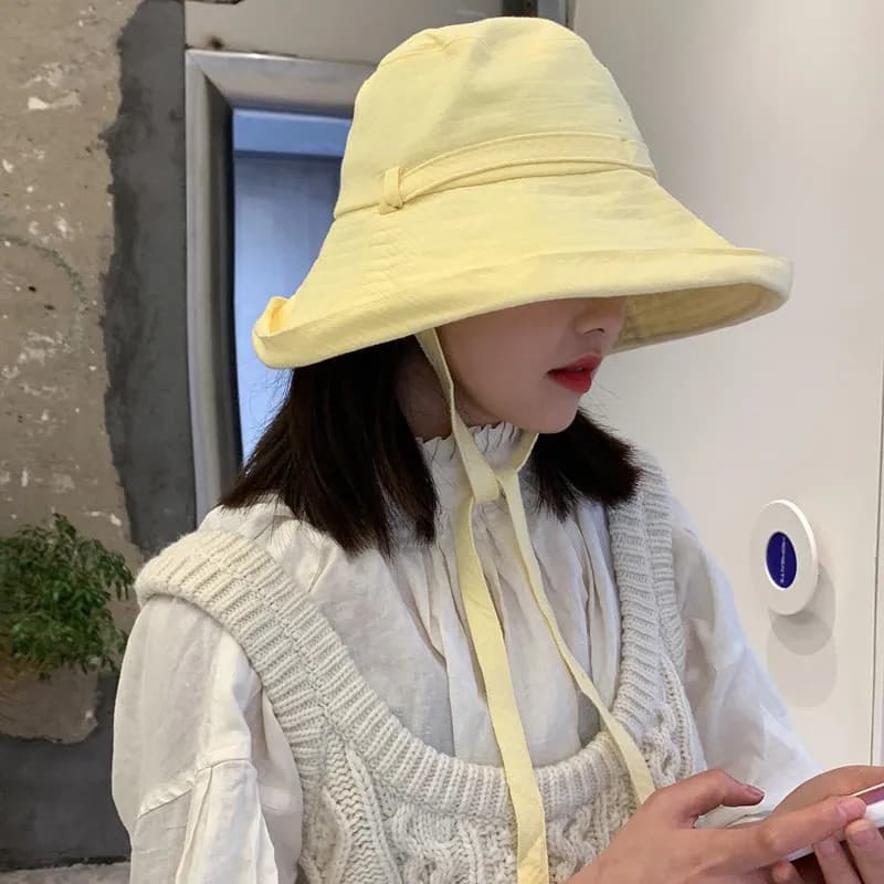 Women's Summer Spring Waist Fisherman's Hat Korean Version Large Sunbed Fishing Hat Foldable Solar Protection Women's Cotton Beach Hat