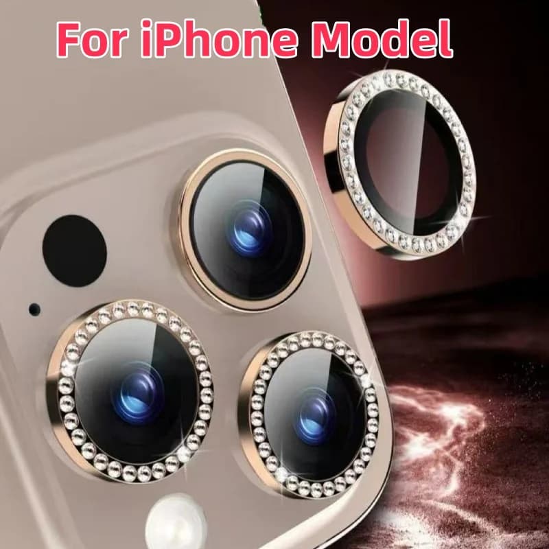 Camera protections with pink diamond for iPhone 18, 17 Pro Max, 15, 14, 13, 12, 16 Pro Max Plus, tempered glass lenses for iPhone 17 Air