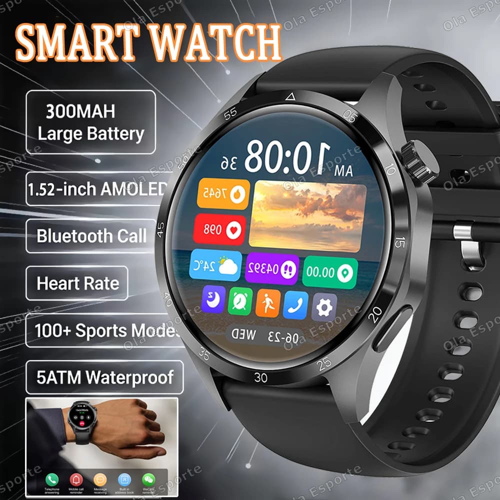 Nuovo Smartwatch 2026 da 1,52 Pollici per Uomo, Impermeabile, Fitness, Cardiofrequenzimetro, GPS, Chiamate Bluetooth, Modello A3958