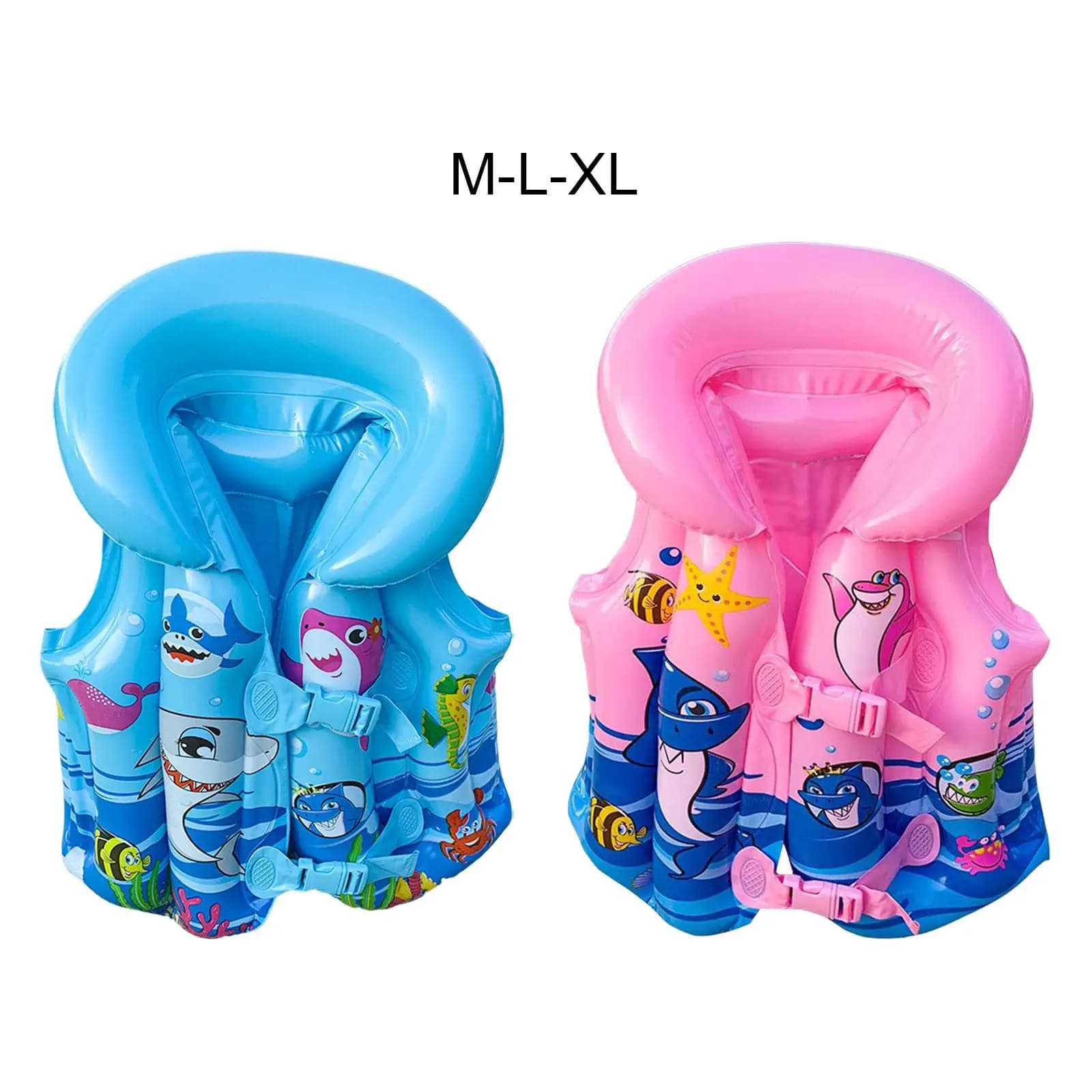 Inflatable Children's Swim Vest Double Buckle Water Safety Jacket for Pool Kayak Beach Activities