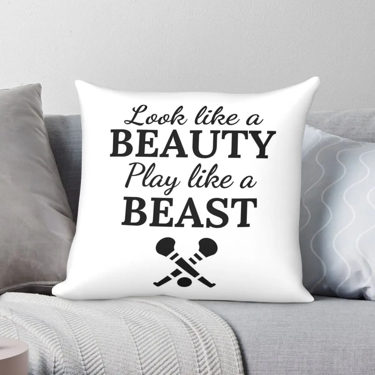 Camogie Look Beauty Play Like Beast Square Pillowcase Polyester Linen Velvet Creative Zip Pillow Case Sofa Cushion Cover 45x45