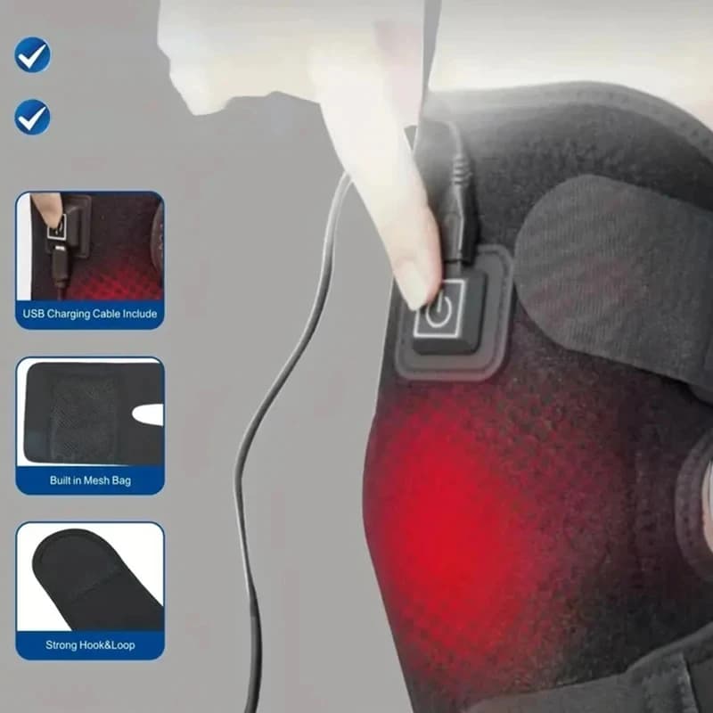 Tappetino riscaldante elettrico per ginocchio - Tutore caldo alimentato tramite USB, involucro termico regolabile per il supporto quotidiano del ginocchio