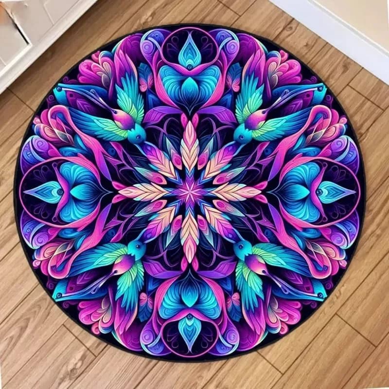 Datura Pattern Round Carpet Circle Rugs For Living Room Bedroom Computer Chair Sponge Cushion Washable Floor Mat Home Decor